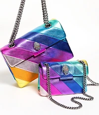 Kurt Geiger London Mini Kensington Metallic Rainbow Striped Crossbody Bag