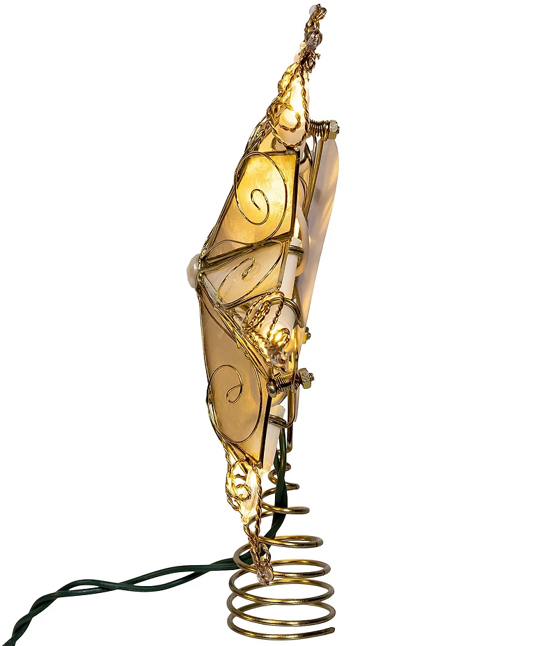 Kurt S. Adler 9.6#double; 10-Light LED Capiz Star With Twisted Scroll Accents Treetop