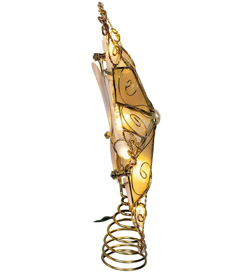 Kurt S. Adler 9.6#double; 10-Light LED Capiz Star With Twisted Scroll Accents Treetop