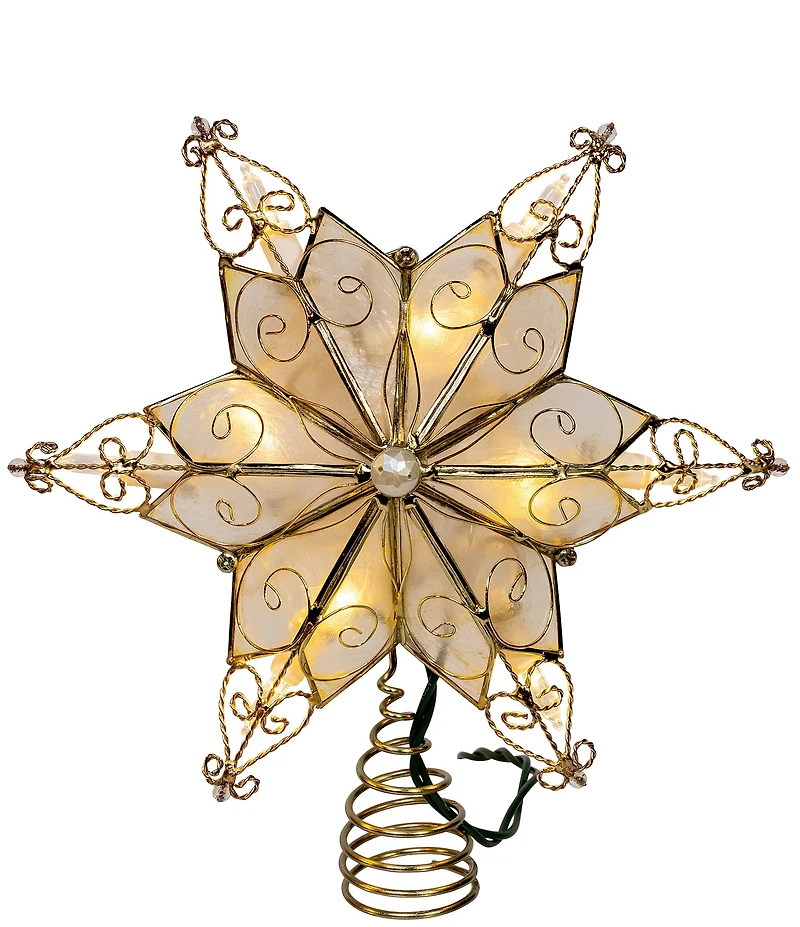 Kurt S. Adler 9.6#double; 10-Light LED Capiz Star With Twisted Scroll Accents Treetop