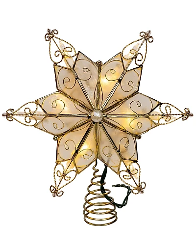 Kurt S. Adler 9.6#double; 10-Light LED Capiz Star With Twisted Scroll Accents Treetop
