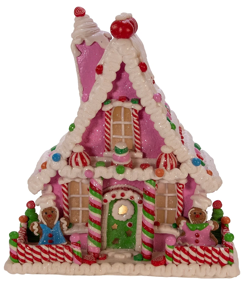 Kurt S. Adler Pink Battery-Operated Candy LED Gingerbread House Tabletop Decoration
