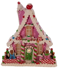 Kurt S. Adler Pink Battery-Operated Candy LED Gingerbread House Tabletop Decoration