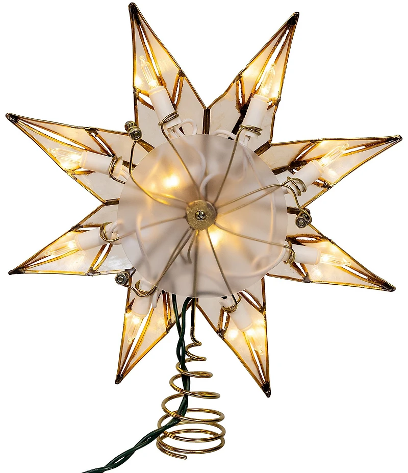 Kurt S. Adler 10-Light Gold With Glitter Finish Capiz Star Treetop