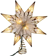 Kurt S. Adler 10-Light Gold With Glitter Finish Capiz Star Treetop