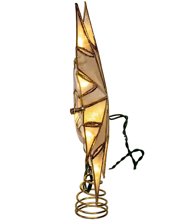 Kurt S. Adler 10-Light Gold With Glitter Finish Capiz Star Treetop