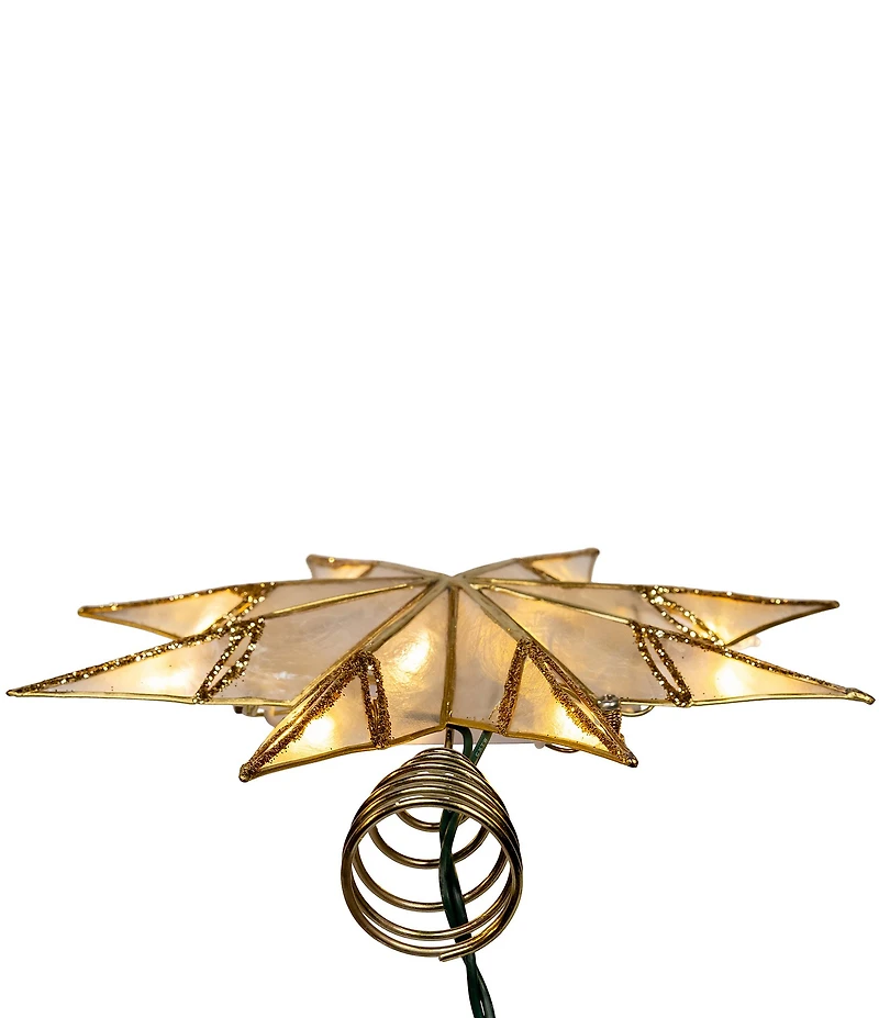 Kurt S. Adler 10-Light Gold With Glitter Finish Capiz Star Treetop