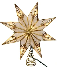 Kurt S. Adler 10-Light Gold With Glitter Finish Capiz Star Treetop