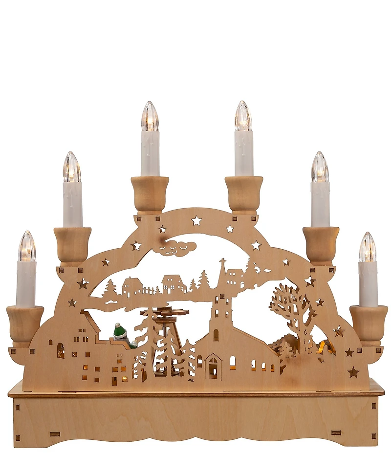 Kurt S. Adler Wooden LED Light-Up Musical/Motion Christmas Village Tabletop Decor