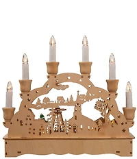 Kurt S. Adler Wooden LED Light-Up Musical/Motion Christmas Village Tabletop Decor