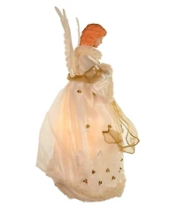Kurt S. Adler Ivory and Gold Fiber Optic Animated Angel Treetop, 14#double;