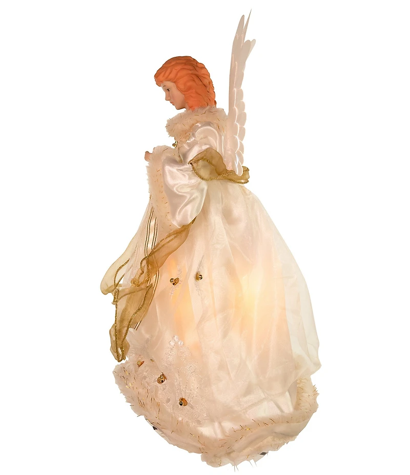 Kurt S. Adler Ivory and Gold Fiber Optic Animated Angel Treetop, 14#double;
