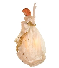 Kurt S. Adler Ivory and Gold Fiber Optic Animated Angel Treetop, 14#double;