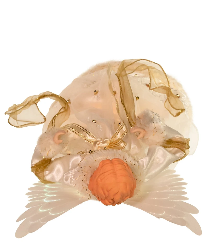 Kurt S. Adler Ivory and Gold Fiber Optic Animated Angel Treetop, 14#double;