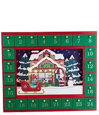 Kurt S. Adler 14.3-Inch LED Battery-Operated Santa Toy Shop Advent Calendar