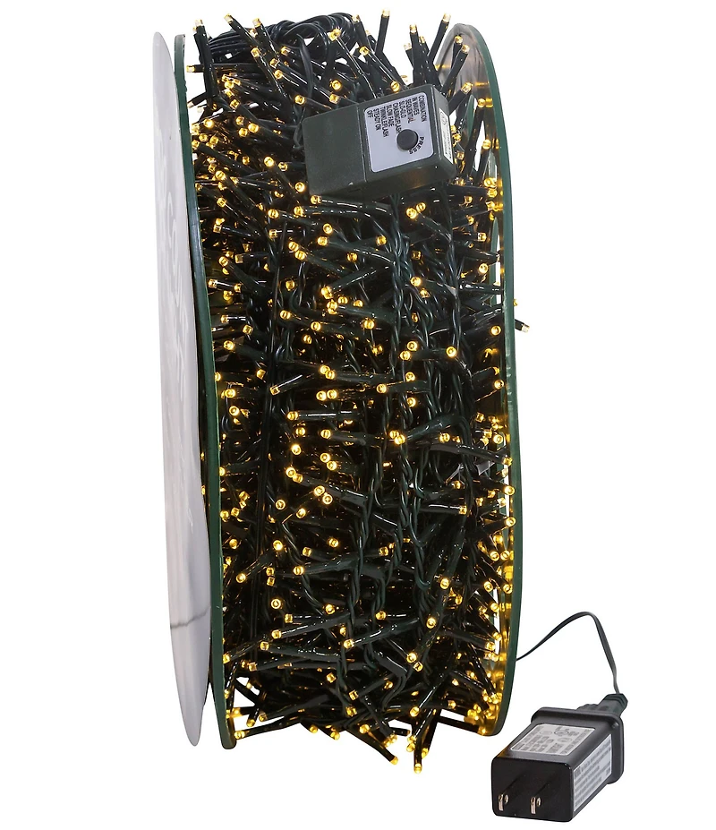 Kurt S. Adler 148' 1,800L Warm White LED Multifunction Rice Lights With Green Wire On Spool