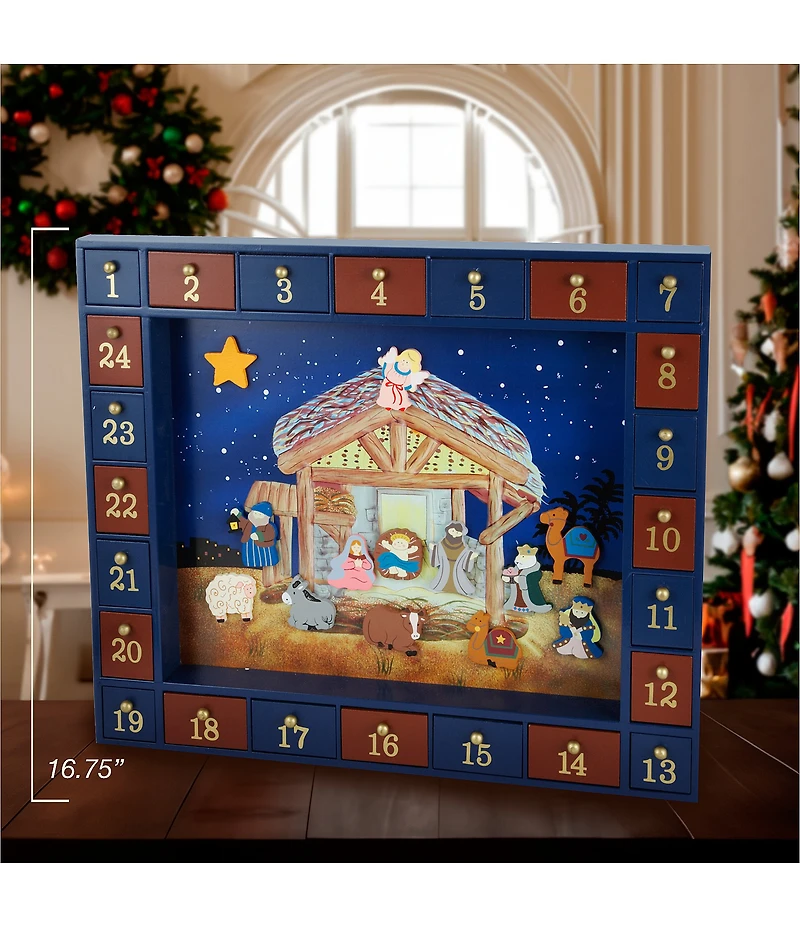 Kurt S. Adler 16.75-Inch Magnetic Nativity Advent Calendar, 25-Pieces