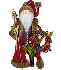 Kurt S. Adler 20#double; Sugar Fruit Santa With Fruit Wreath Figurine