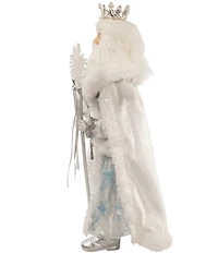 Kurt S. Adler Silver, White, and Lavender Blue Standing Santa With Owl Figurine, 21#double;
