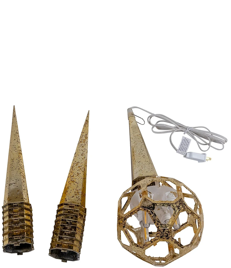 Kurt S. Adler 24#double; 4-Light Warm White LED Gold Crackle Moravian Star