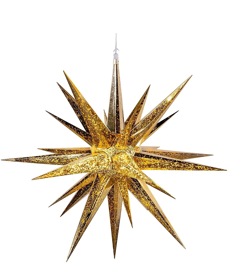 Kurt S. Adler 24#double; 4-Light Warm White LED Gold Crackle Moravian Star