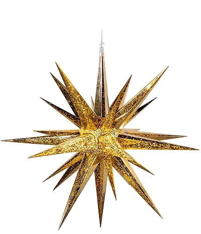 Kurt S. Adler 24#double; 4-Light Warm White LED Gold Crackle Moravian Star