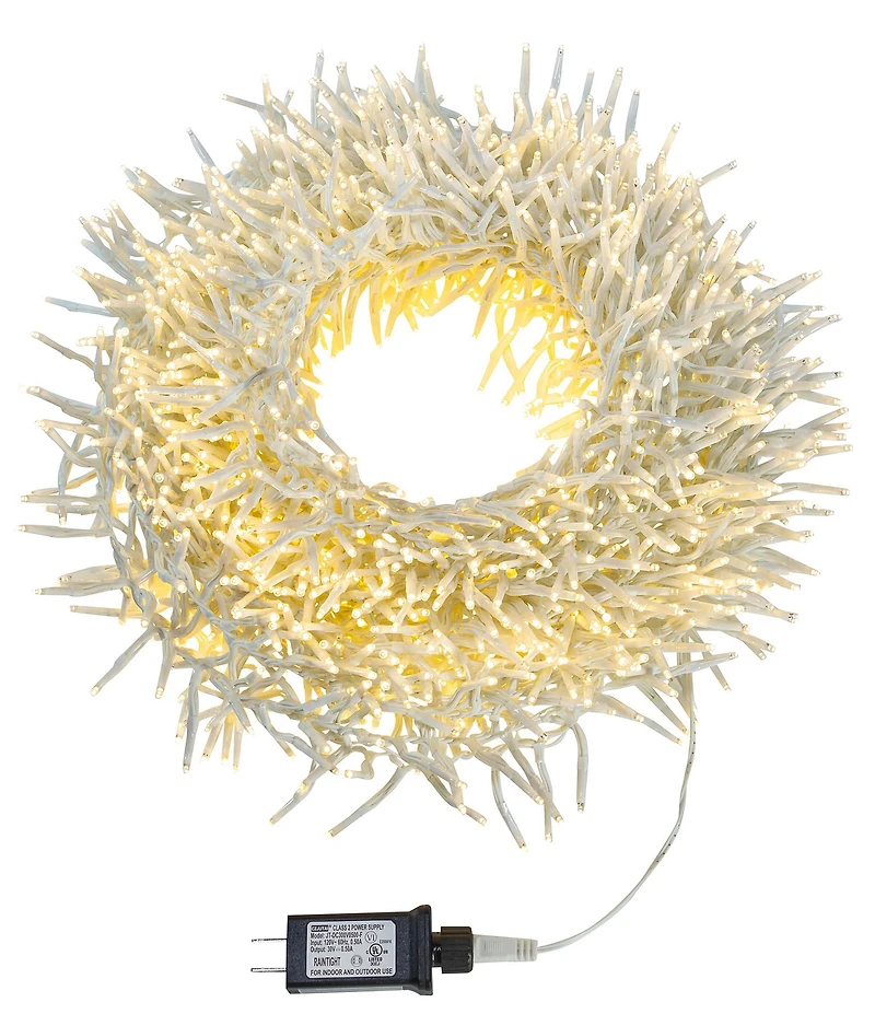 Kurt S. Adler 65' 2,000L Warm White 3MM LED Multifunction Cluster Garland With White Wire