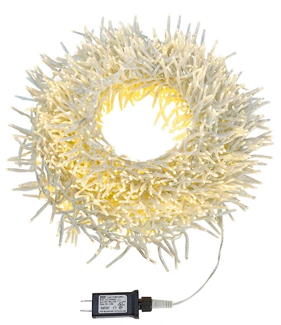 Kurt S. Adler 65' 2,000L Warm White 3MM LED Multifunction Cluster Garland With White Wire
