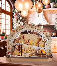 Kurt S. Adler Battery-Operated Lighted LED Wooden Village House With Ice Skiers
