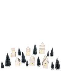 Kurt S. Adler Battery Operated Porcelain Lighted Houses, Trees & Candles, 24-Piece Set