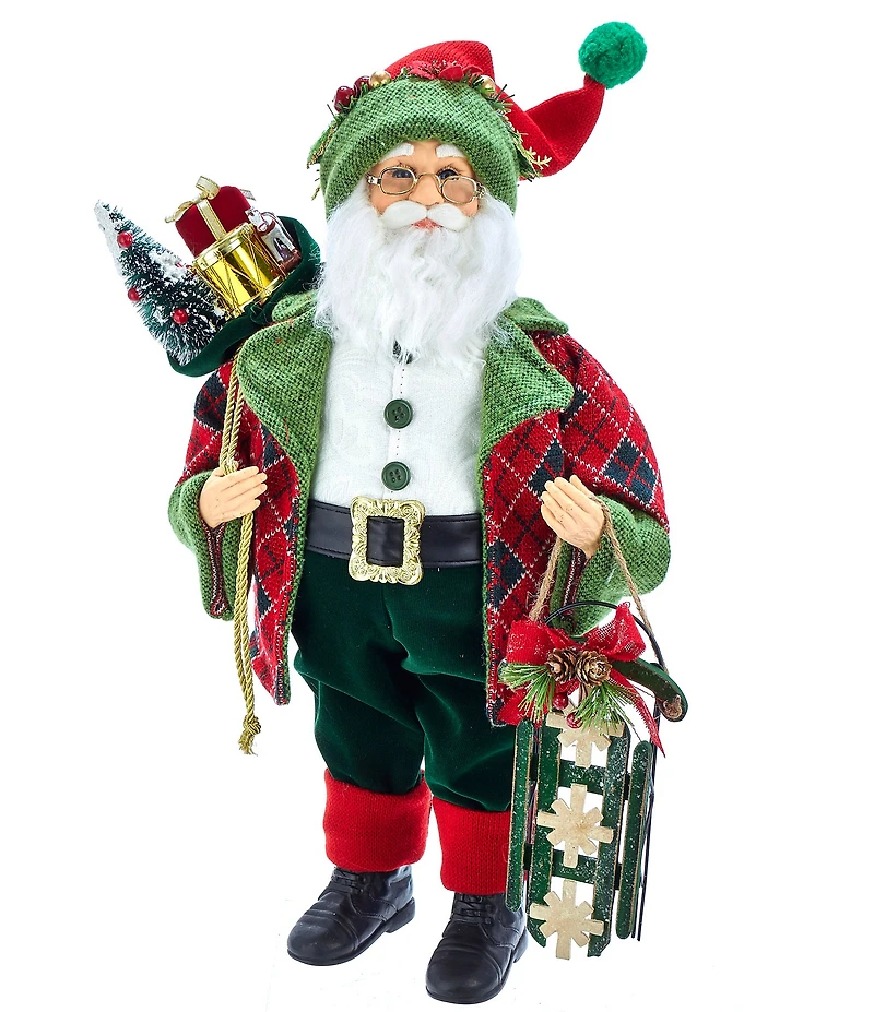 Kurt S. Adler Kringle Klaus Collection Red and Green Santa and Gifts Figurine, 18#double;