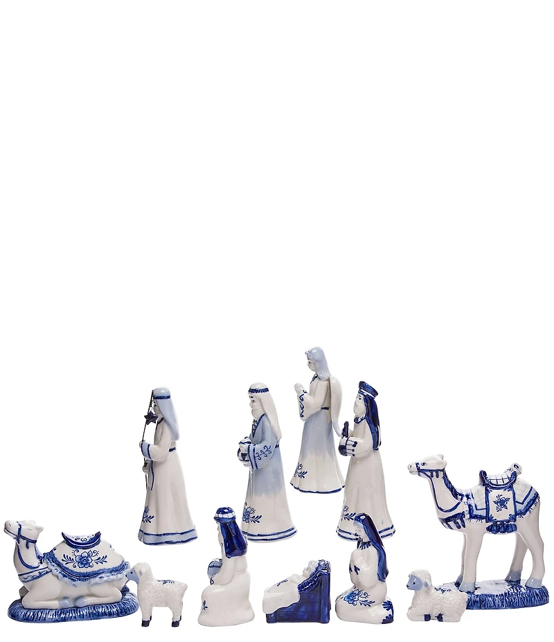 Kurt S. Adler Porcelain Delft Blue Nativity Set, 11 Pieces