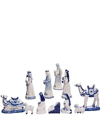 Kurt S. Adler Porcelain Delft Blue Nativity Set, 11 Pieces