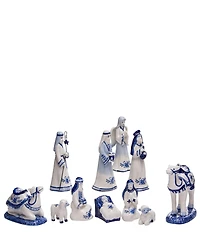 Kurt S. Adler Porcelain Delft Blue Nativity Set, 11 Pieces