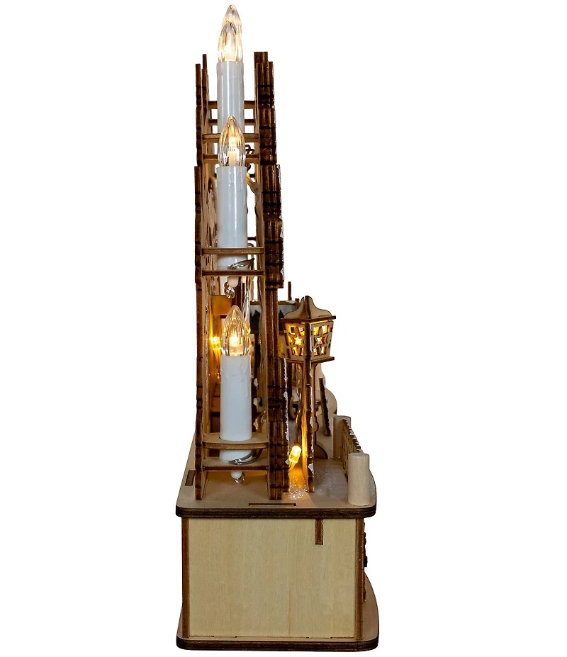 Kurt S. Adler Wooden LED Light-Up Christmas Village With Candle