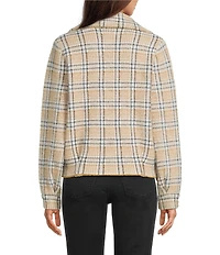 KUT from the Kloth Aaliyah Knit Checkered Notch Collar Long Sleeve Double Breast Coat Jacket