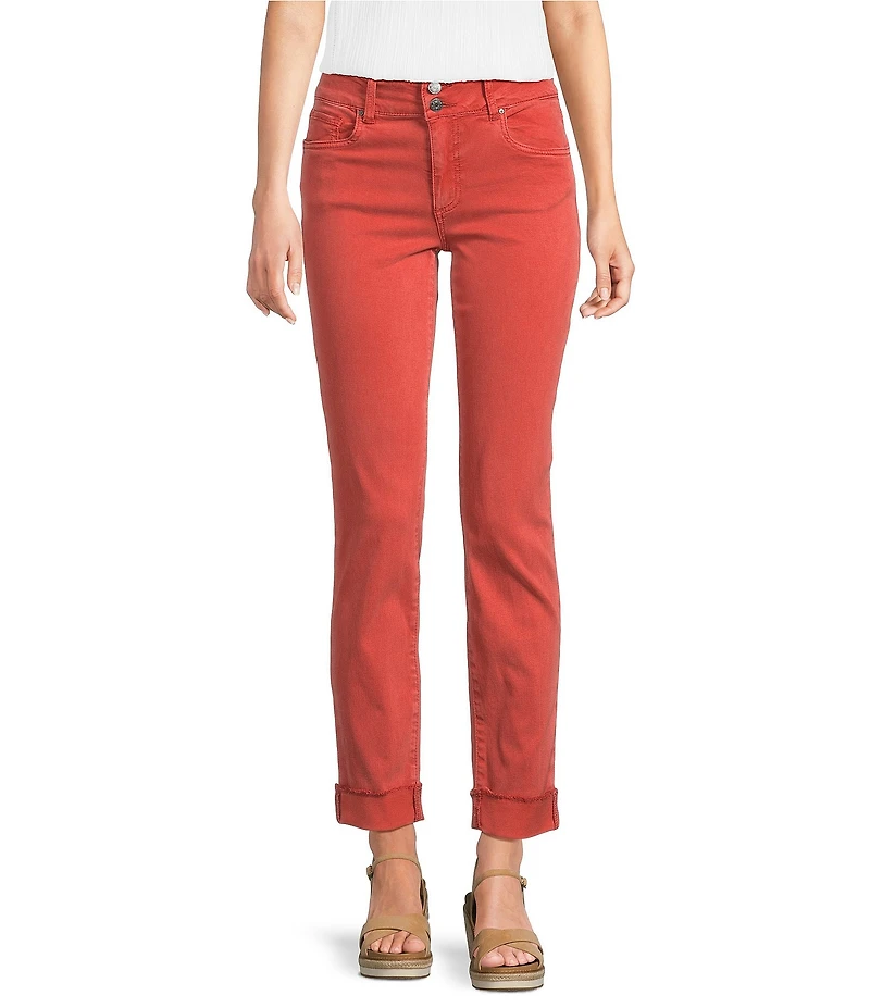 KUT from the Kloth Amy Denim Double Button Ankle Straight Leg Roll Up Cuff Jeans