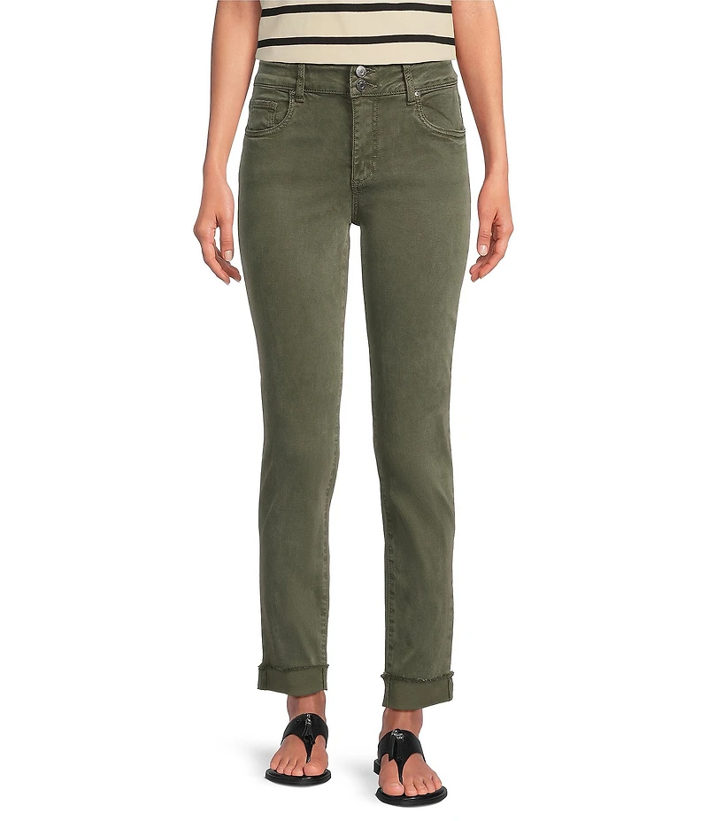 KUT from the Kloth Amy Denim Double Button Ankle Straight Leg Roll Up Cuff Jeans