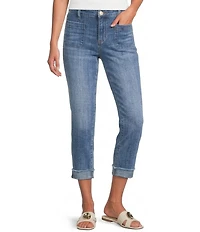 KUT from the Kloth Amy Mid Rise Straight Leg Cropped Cuffed Jeans