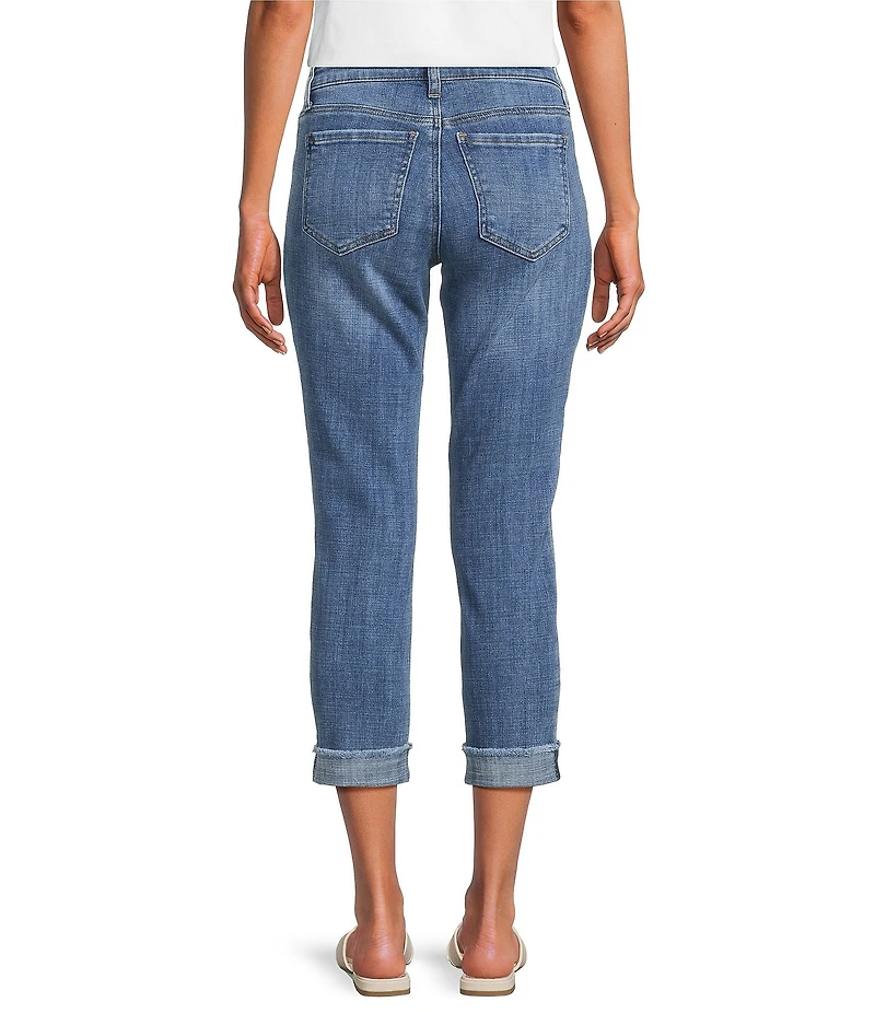 KUT from the Kloth Amy Mid Rise Straight Leg Cropped Cuffed Jeans