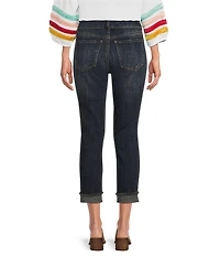 KUT from the Kloth Amy Stretch Denim High Rise Straight Leg Double Button Cropped Jeans