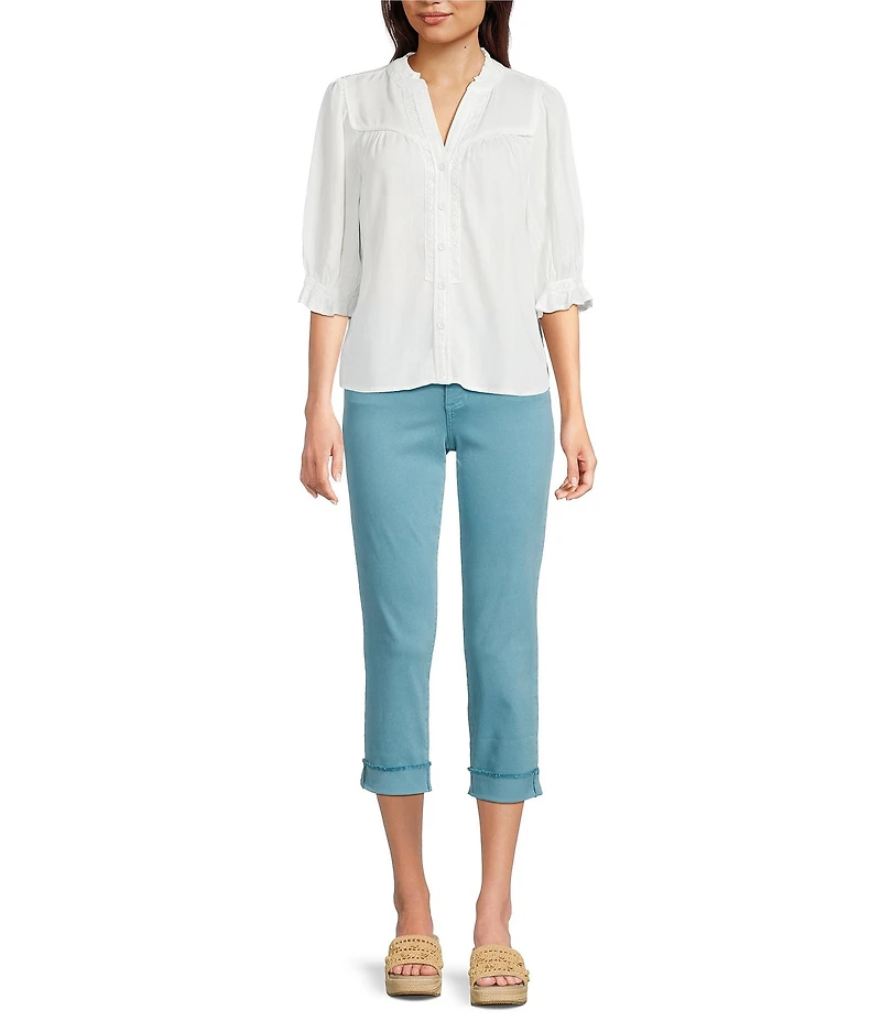 KUT from the Kloth Amy Stretch Denim Mid Rise Cropped Straight Leg Jeans