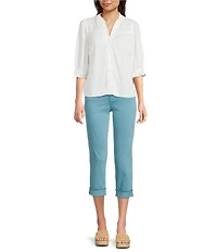 KUT from the Kloth Amy Stretch Denim Mid Rise Cropped Straight Leg Jeans