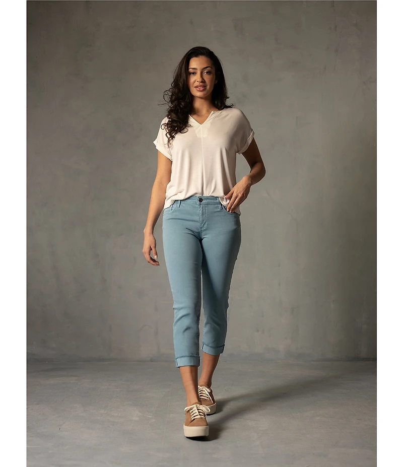 KUT from the Kloth Amy Stretch Denim Mid Rise Cropped Straight Leg Jeans