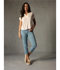 KUT from the Kloth Amy Stretch Denim Mid Rise Cropped Straight Leg Jeans