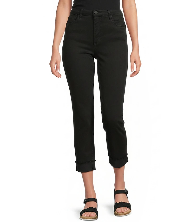 KUT from the Kloth Amy Stretch Denim Mid Rise Cropped Straight Leg Jeans