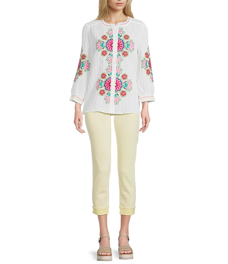 KUT from the Kloth Amy Stretch Denim Mid Rise Cropped Straight Leg Jeans