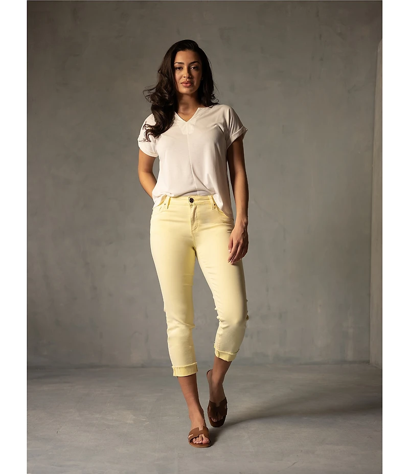 KUT from the Kloth Amy Stretch Denim Mid Rise Cropped Straight Leg Jeans