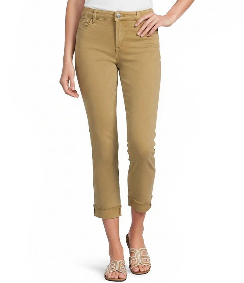 KUT from the Kloth Amy Stretch Denim Mid Rise Cropped Straight Leg Jeans