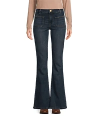Kut from the Kloth Ana Stretch Denim Flare Leg High Waisted Patch Pocket Jean